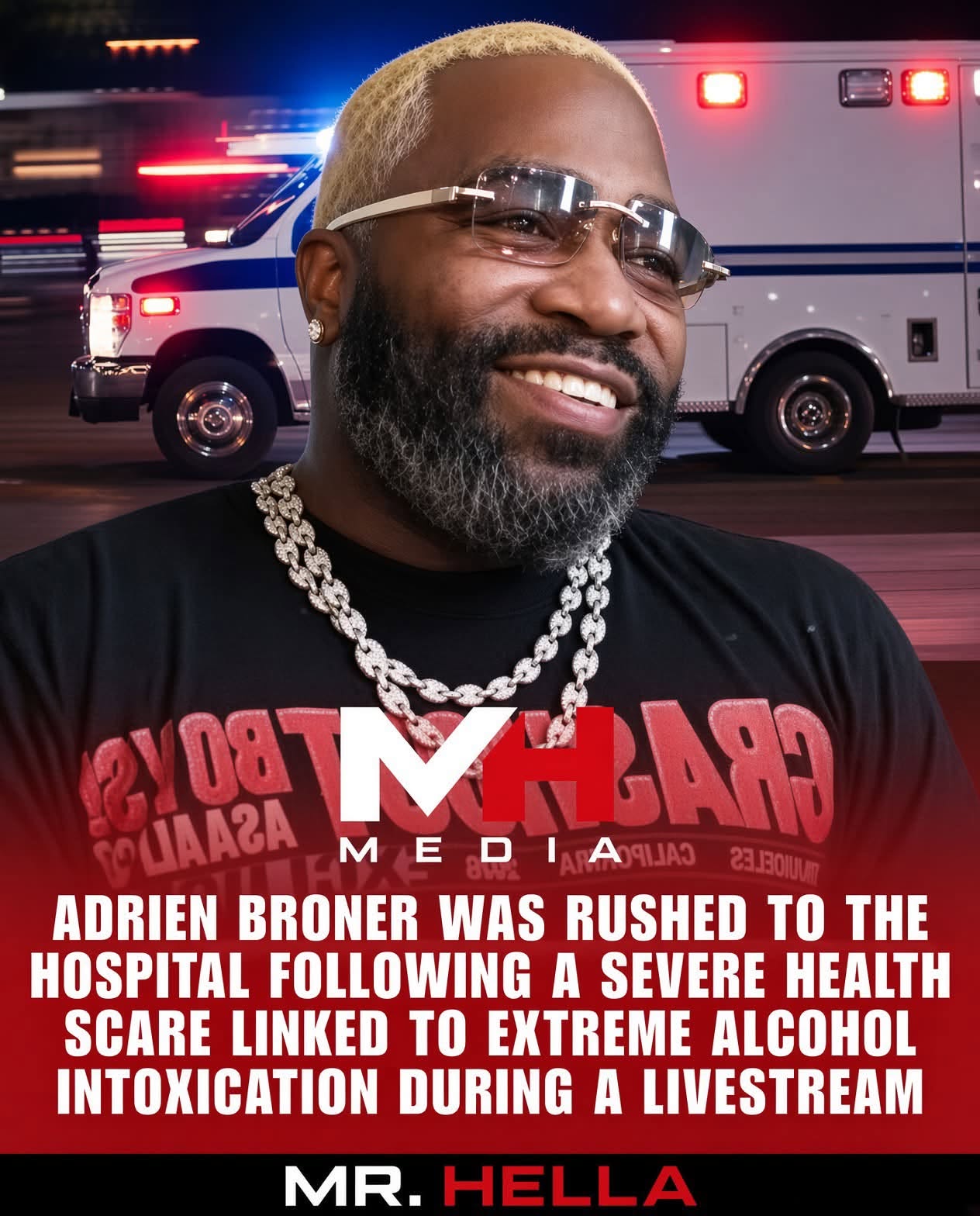 Adrien Broner left a livestream on a stretcher. Deen the Great told the next camera it was the hospital