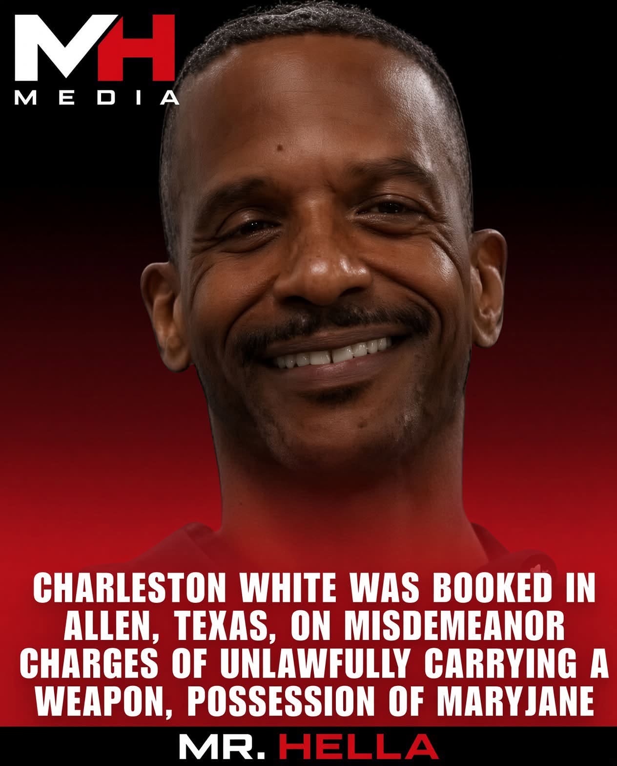 Charleston White Booked in Allen, Texas: Unlawful Carry, Under Two Ounces of Marijuana, Driving Without a License. All Misdemeanors.