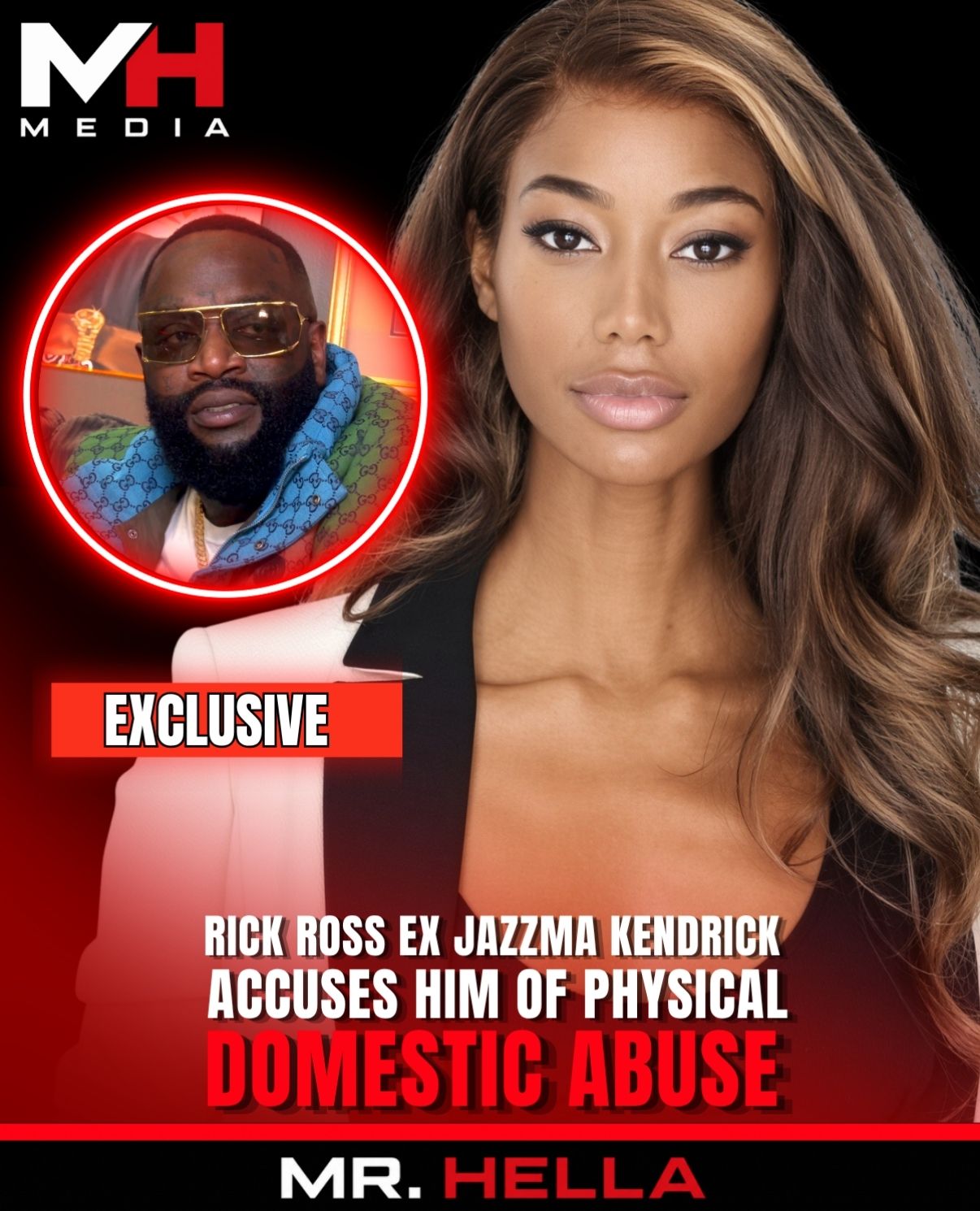 Rick Ross’ Ex Jazzma Kendrick Accuses Him of Physical Abuse, Shares Busted-Lip Photos
