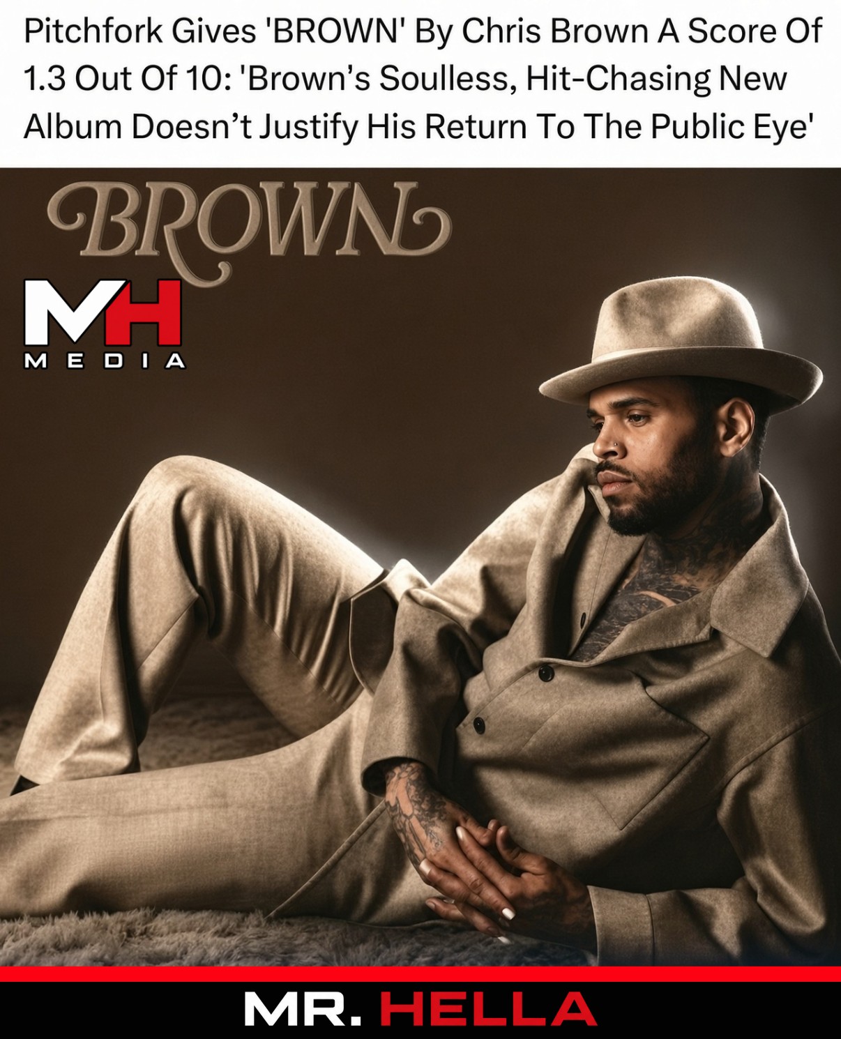 Pitchfork Gives “BROWN” by Chris Brown a Score of 1.3 Out of 10