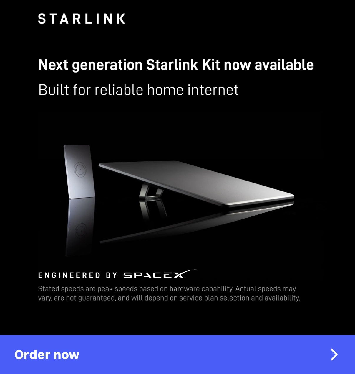 Starlink Roam - 100GB Up to 300+ Mbps for approximately 1 week of typical use. Reliable connectivity for occasional trips, camping, and getaways. Get unlimited low-speed data after using your Roam data.
