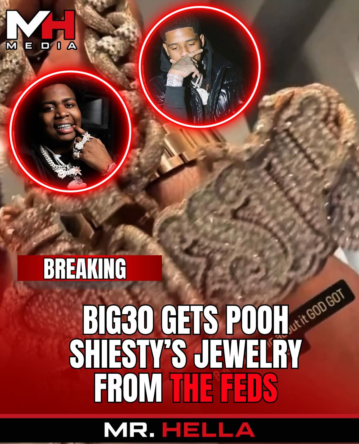 BIG30 Shows Off Pooh Shiesty’s Chain After Claiming He Retrieved Jewelry From Police Custody