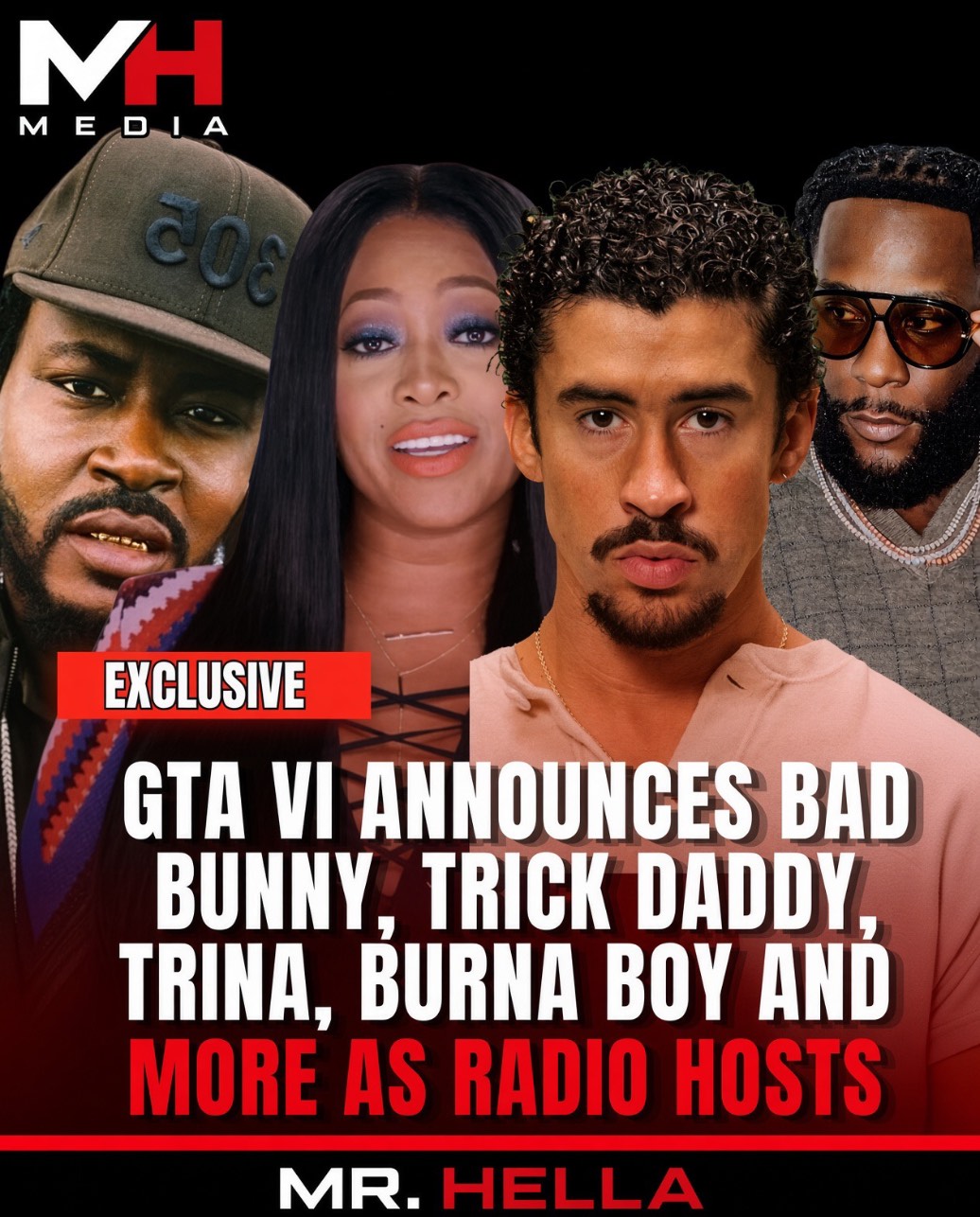 GTA VI Announces Bad Bunny, Trick Daddy, Trina, Burna Boy and More as Radio Hosts