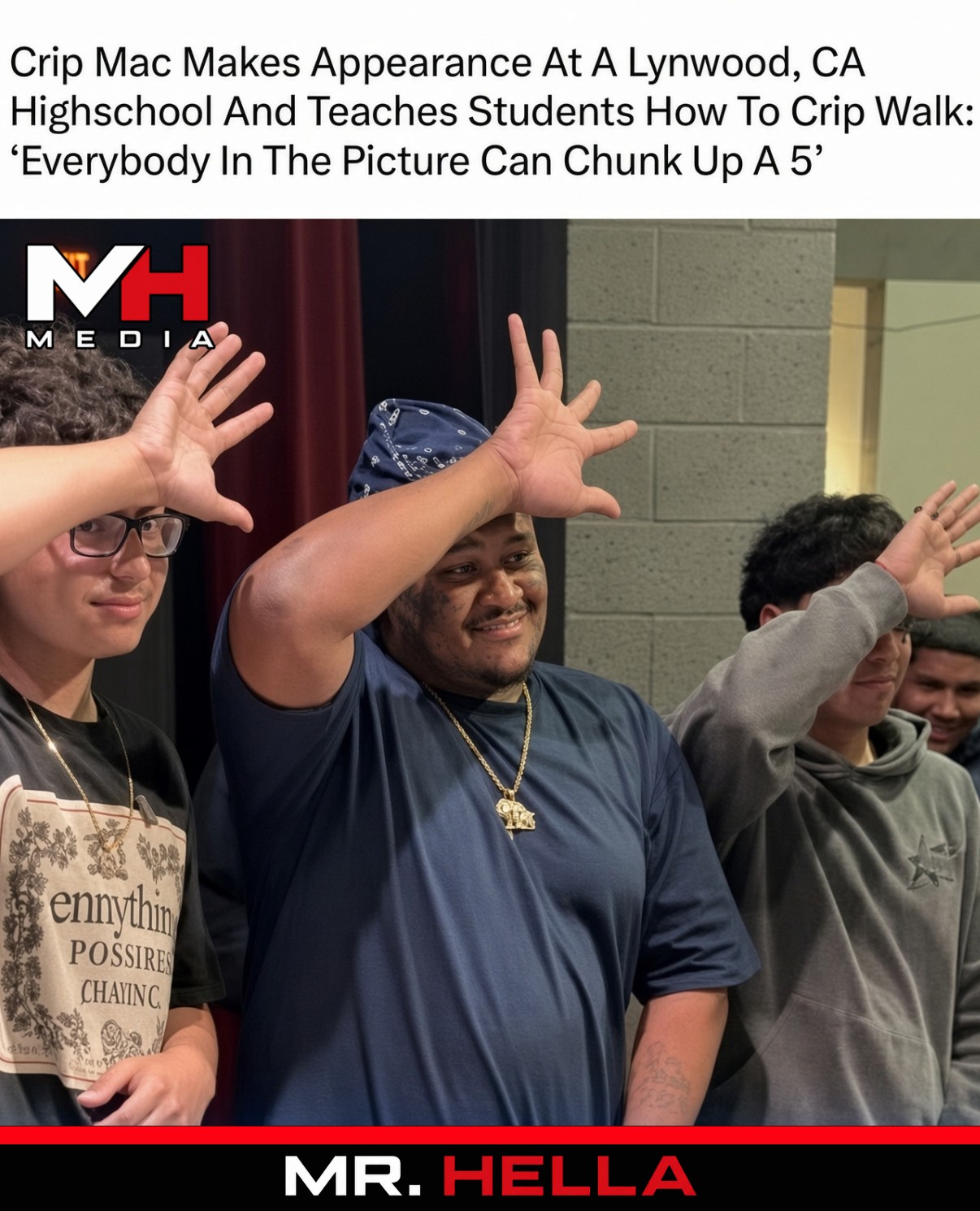Crip Mac Makes Appearance at a Lynwood, CA High School and Teaches Students How to Crip Walk