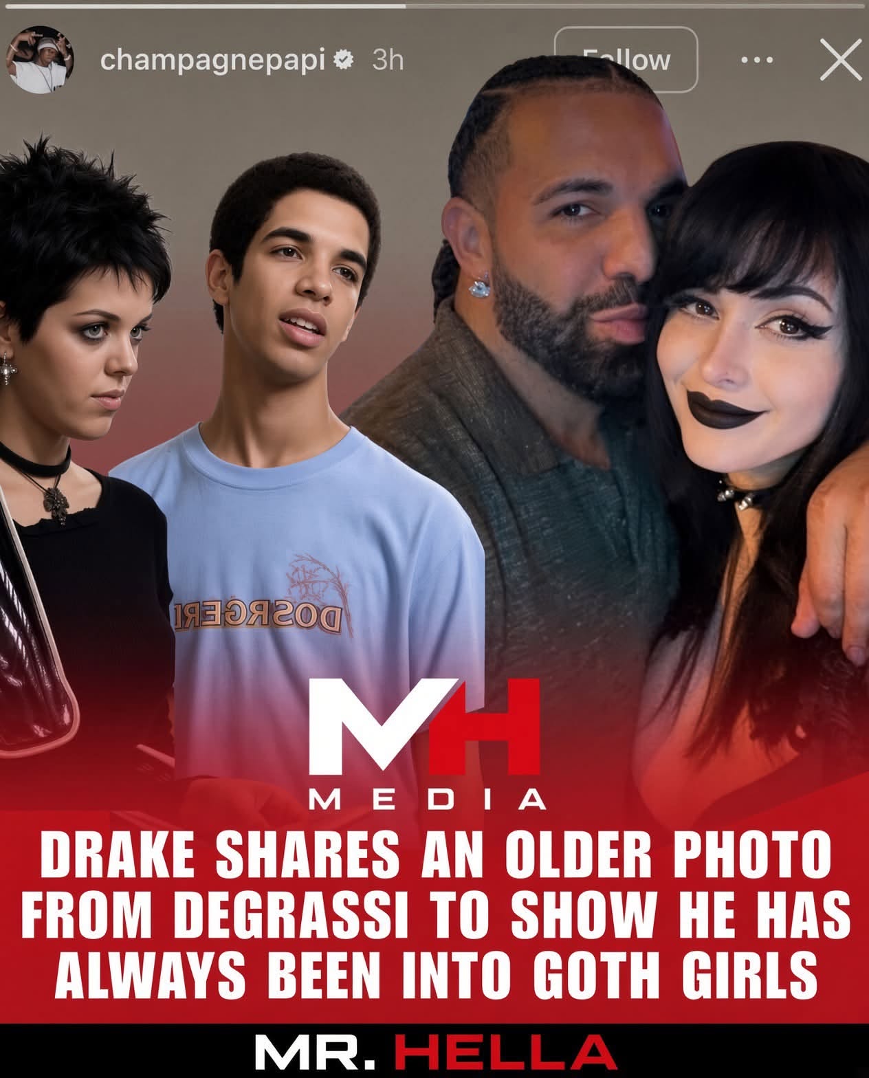 Drake Posted a Degrassi Still of Jimmy Brooks Next to Goth Ashley