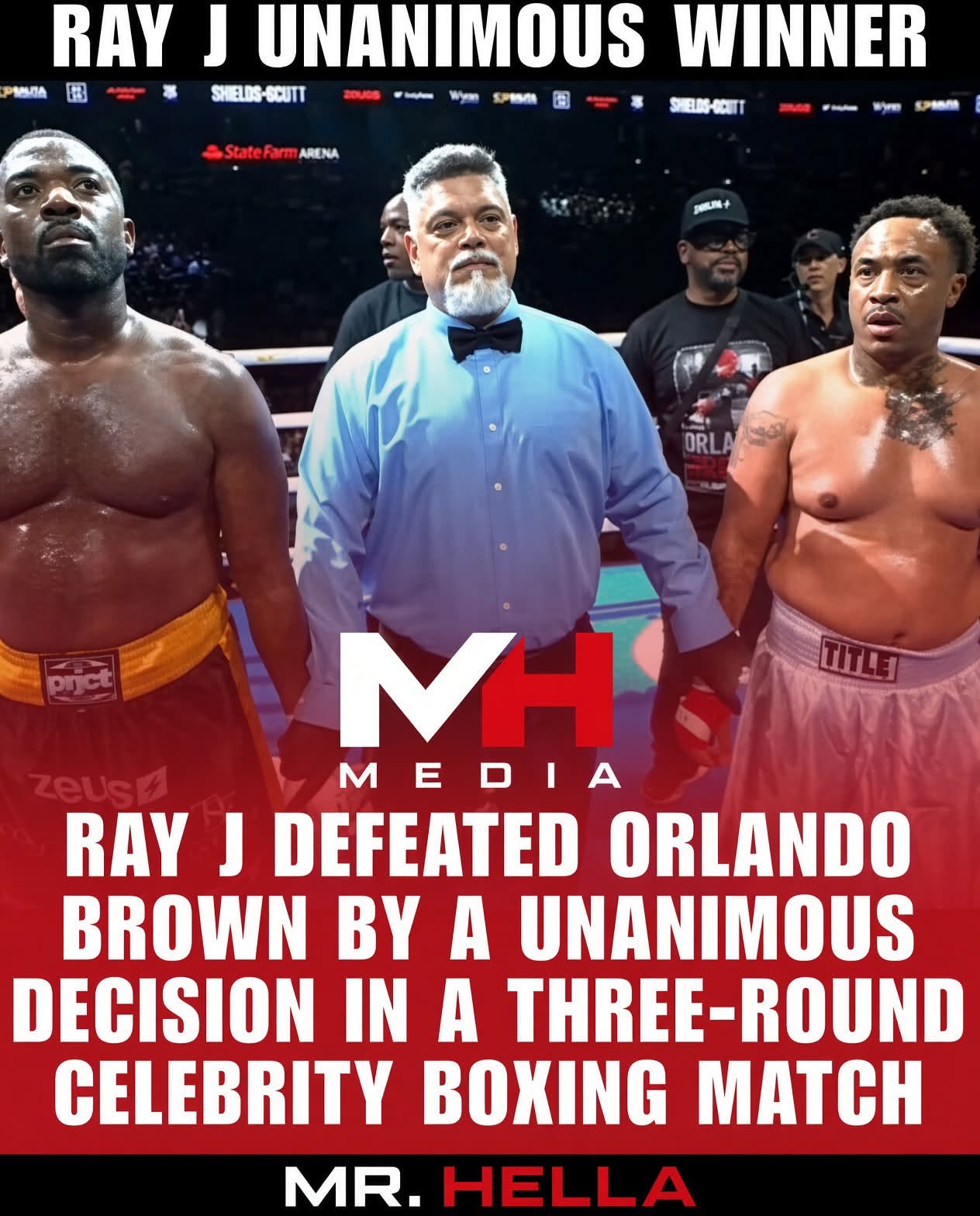 Ray J won a unanimous decision over Orlando Brown in three rounds