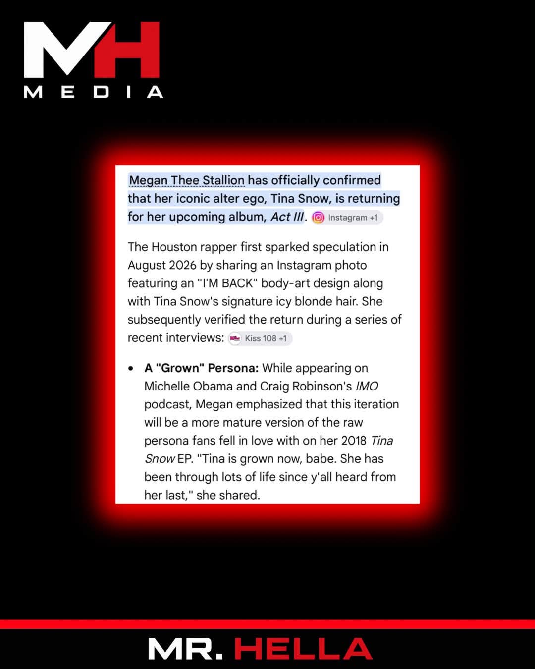 Megan Thee Stallion Says Tina Snow Is Back as She Teases Harder-Edged ‘Act III’ — image 2