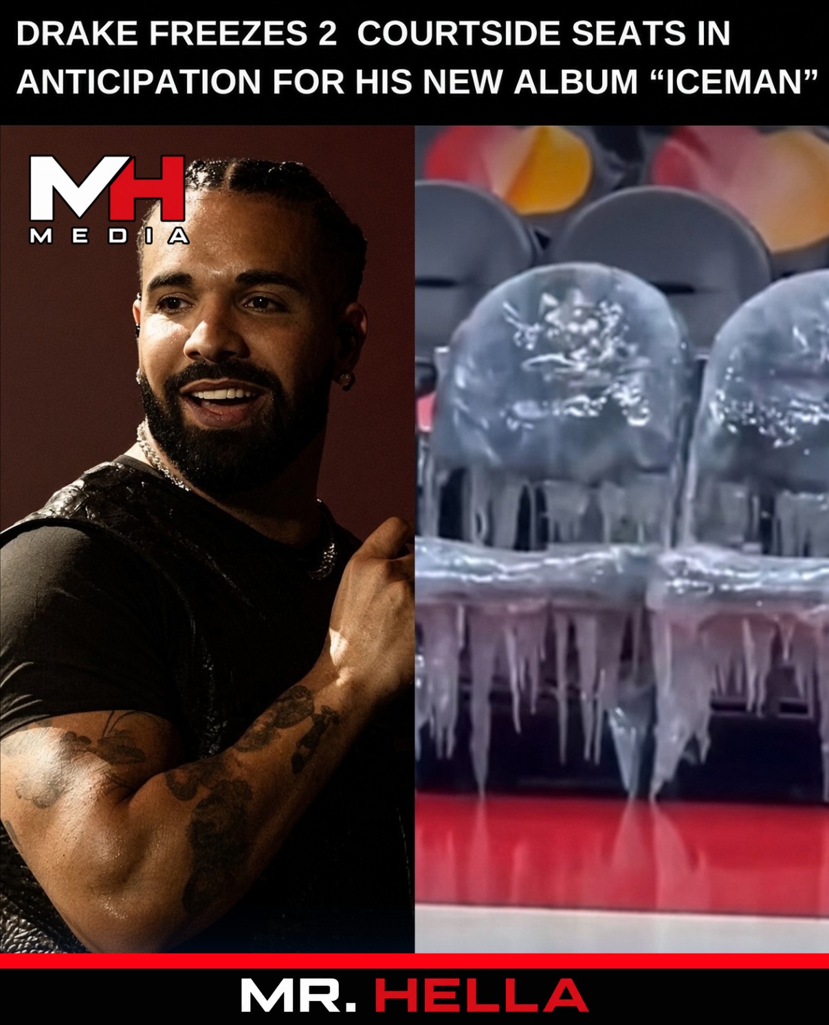 Drake Freezes 2 Courtside Seats in Anticipation for His New Album “Iceman”
