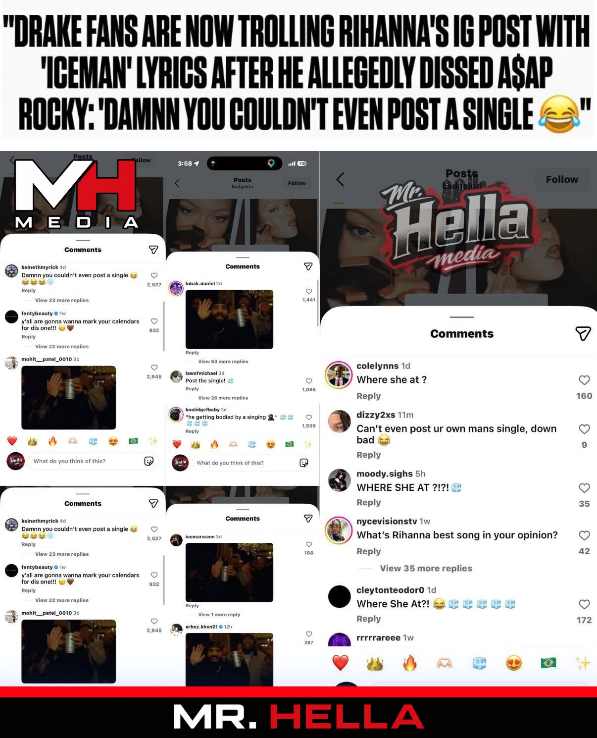 Drake Fans Are Now Trolling Rihanna’s IG Post With ICEMAN Lyrics — image 2