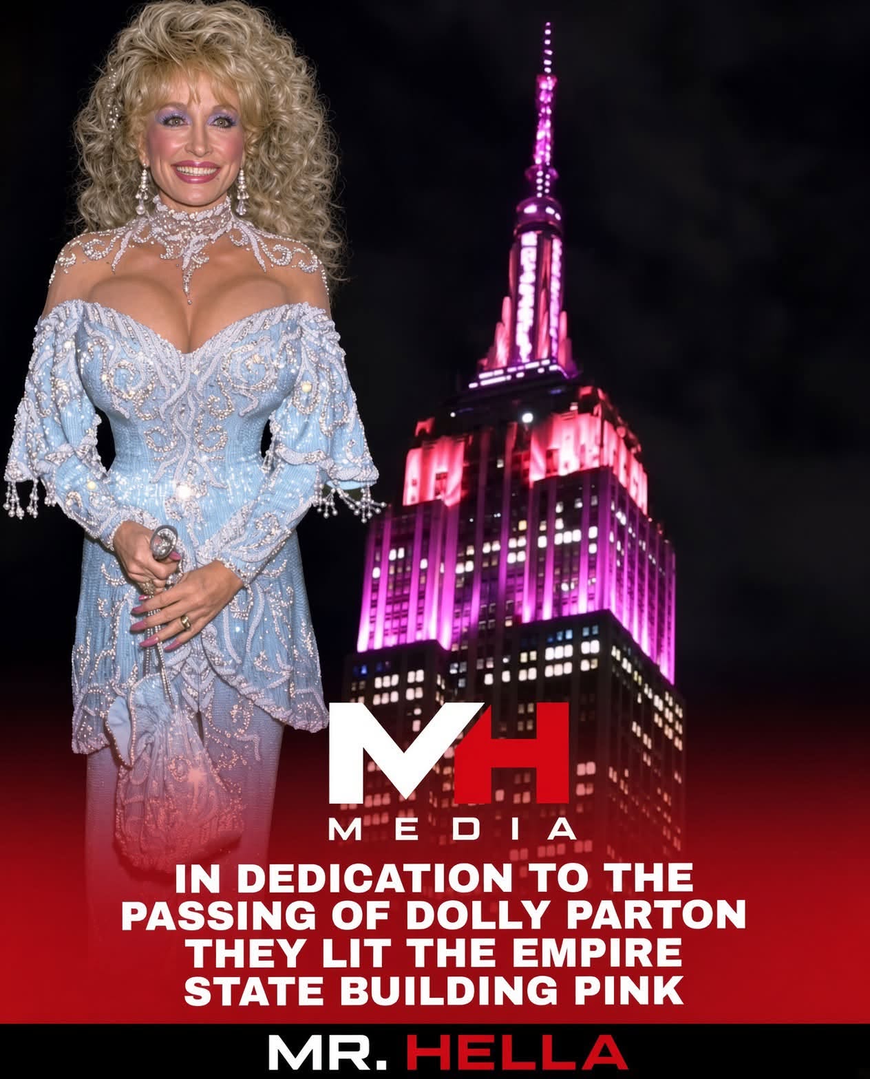 Empire State Building Lights Up Pink at 9:25 in Tribute to Dolly Parton