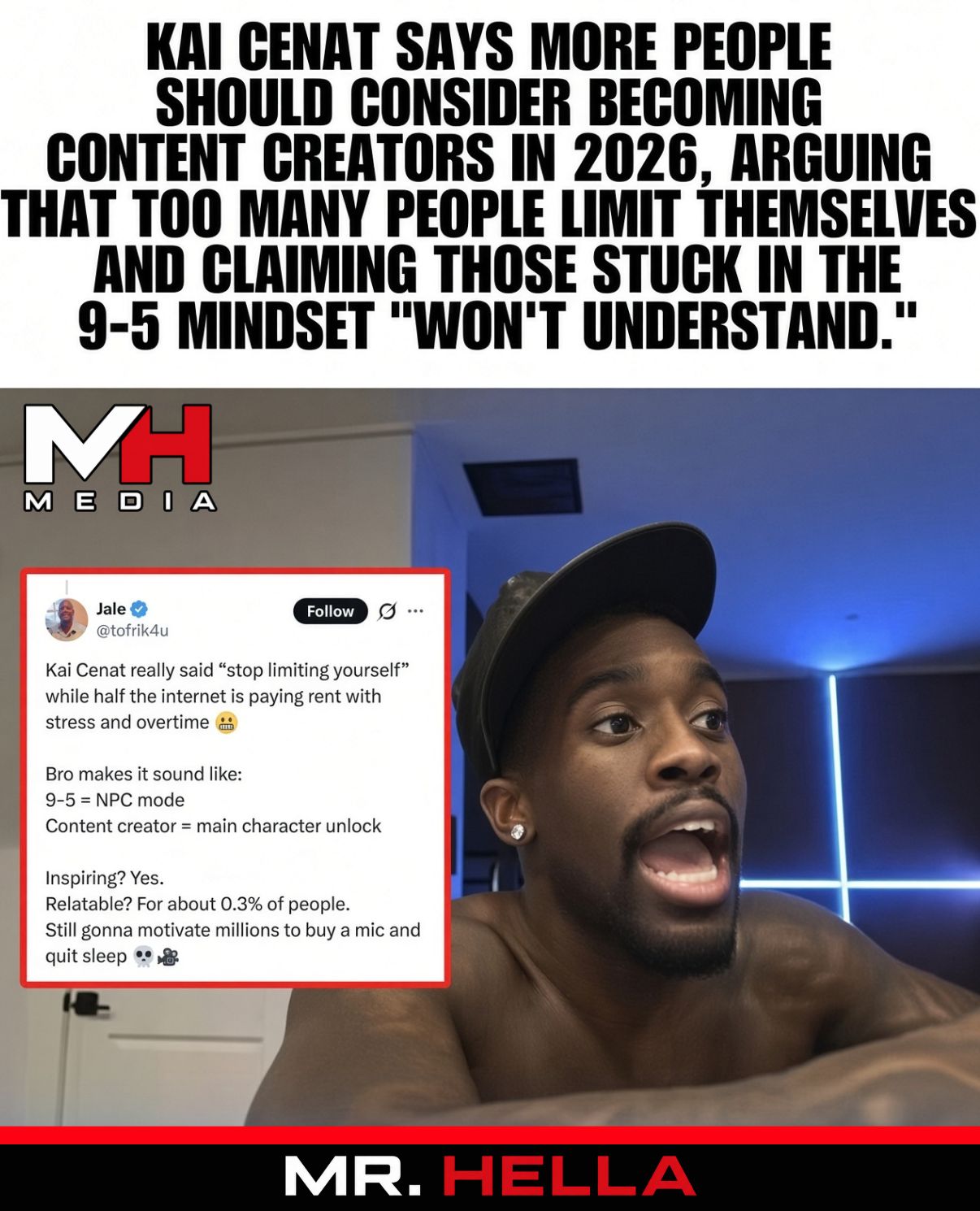 Kai Cenat Says More People Should Consider Becoming Content Creators in 2026